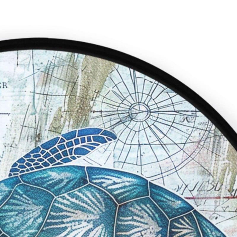 Vdsrup Sea Turtle Starfish Retro Map Round Area Rug Non Slip Round Rug Doormat Door Floor Mat Carpet for Living Room Bedroom Home Decor - Image 5